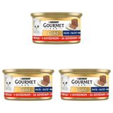Gourmet Gold Kıyılmış Sığır Etli Yaş Kedi Maması, Yetişkin, 85 g (3 paketi)
