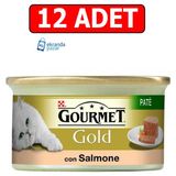 Gourmet Gold Kıyılmış Somonlu Kedi Konservesi 85Gr 12 Adet Kedi Yaş Mama