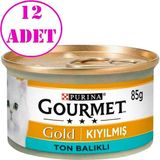 Gourmet Gold Kıyılmış Ton Balıklı Yaş Kedi Maması 85 gr 12 Ad Karışık Tatlı Besleyici İçerik - 850 gr