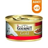 Gourmet Gold Parça Etli Sığır Etli 12x85 gr Kedi Konserve Maması