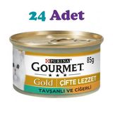 Gourmet Gold Parça Etli Soslu Tavşanlı ve Ciğerli 24x85 gr Kedi Konservesi