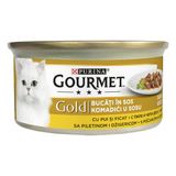 Gourmet Gold Parça Etli Soslu Tavuklu Ciğerli 85 gr Yetişkin Kedi Konservesi