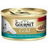 Gourmet Gold Parça Etli ve Soslu Somonlu Tavuklu 5x85 gr Kedi Konserve