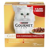 Gourmet Gold Parça Sığır Etli Yaş Kedi Maması Multipack 85 gr.(8 Al 6 Öde)