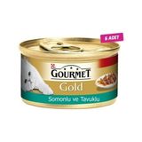 Gourmet Gold Somon ve Tavuklu Yetişkin Kedi Konservesi 85 gr 6 Adet