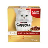 Gourmet Gold Soslu Parça Etli Karışık Çeşitli Yetişkin Kedi Konservesi 85 Gr 8 Al 6 Öde