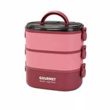 Gourmet Health Light Meal 3 Katlı Paslanmaz Çelik Sefer Tası Pembe