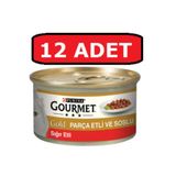 Gourmet Purina Gourmet Gold Parça Etli Sığır Kedi Konservesi 12 adet 85 gr Yaş Mama