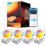 Govee Smart Led Gömme Spot Işıklar 11W, Rgbww Gömme Işıklar 120 Mm Kısılabilir, Matter Ve Alexa 850Lm İle Uyumlu Ultra Düz Tavan Spotları, Banyo, Mutfak, Oturma Odası İçin Gömme Spotlar, 4'Lü Paket
