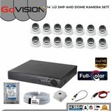 Govision Go Vision 14'lü Ahd Dome Kamera Seti 2mp 3.6mm Full Color Serisi - Siyah - Beyaz