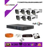 Govision Go Vision 7'li Güvenlik Ip Kamera Seti - 5mp Dış Mekan Kamera, 3.6mm Lens, H.265, Poe, Warm LED Gece Görüşlü - Beyaz