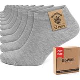 Gowith 10'lu Bambu Premium Dikişsiz Kutulu Nefes Alabilir Erkek Kadın Sneaker Çorap, Likralı 200 Iğne Esnek Sıkmayan Siyah Beyaz Gri Kısa Patik Çorabı 3006 - 47 - 50