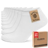 GoWith 10'lu Bambu Premium Dikişsiz Kutulu Nefes Alabilir Erkek Kadın Sneaker Çorap, Likralı 200 İğne Esnek Sıkmayan Siyah Beyaz Kısa Patik Çorabı 43-46 no
