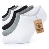 GoWith 3'lü-6'lı Bambu Beyaz Gri Siyah Elastan No Show Görünmez Dikişsiz Yürüyüş Spor Koşu Sneakers Erkek Çorap 3103 (6, Beyaz-Gri-Siyah, 39-42)