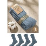 Gowith 4 Çift Kadın Erkek Gri Bio Naturel %100 Doğal Pamuklu Ribana Örgü Dikişsiz Dört Mevsim Soket Çorap 3012 - 41 - 43