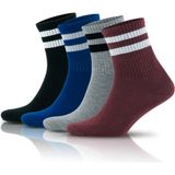 Gowith 4 Çift Pamuklu Çemberli Kısa Yarım Konç Kolej Tipi Spor Patik Yıkamalı Kadın Çorap 2501 - Bordo - Siyah - 35 - 40