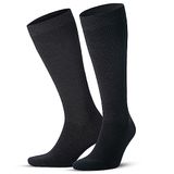 GoWith Erkek ve Kadın İçin Siyah Dikişsiz (15-20 mm Hg) Basınçlı Yünlü Termal Uçuş Seyahat Çorabı 3589