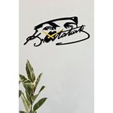 Gowpenart Atatürk Bakış Ve İmza Siyah Metal Duvar Saati - Ev ve Ofis Saati - Hediye Saat 60 X 27 Cm