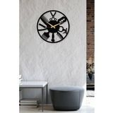 Gowpenart Berber - Kuaför - Güzellik Merkezi Metal Siyah Duvar Saati - Hediye Saat - 50 x 50 Cm