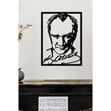 Gowpenart Çerçeveli Atatürk Portresi İmzalı Dekoratif Siyah Metal Duvar Tablosu Ev ve Ofis Dekoru