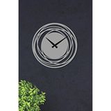 Gowpenart Circle Metal Gümüş / Silver Duvar Saati - Ev / Ofis Saati - Hediye Saat - 60 X 60 Cm