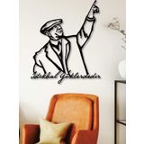 Gowpenart Dizayn Atatürk "İstikbal Göklerdedir" Dekoratif Siyah Metal Duvar Ev & Ofis Tablosu Hediye Tablo