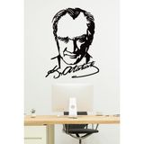 Gowpenart Dizayn Atatürk Portre Imzalı Dekoratif Siyah Metal Duvar Tablosu Ev & Ofis Dekoru 1,5 mm Kalınlık - 70 x 53