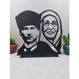 Gowpenart Dizayn Atatürk Ve Annesi Zübeyde Hanım Masaüstü Metal Biblo - Ev - Ofis Dekoru - Hediye Biblo - 20x20 Cm