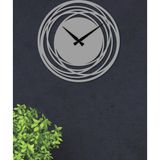 Gowpenart Dizayn Circle Metal Gümüş - Silver Duvar Saati - Ev - Ofis Saati - Hediye Saat - 60 x 60 Cm
