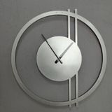 Gowpenart Dizayn Double Line Metal Silver - Gümüş Duvar Saati - Ev - Ofis Saati - Hediye Saat - 100 x 97 Cm