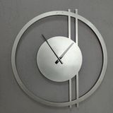 Gowpenart Dizayn Double Line Metal Silver - Gümüş Duvar Saati - Ev - Ofis Saati - Hediye Saat - 60 x 58