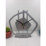 Gowpenart Dizayn Gravel - Çakıl Taşı Metal Gümüş - Silver Masa Saati - Ev - Ofis Saati - Hediye Saat 21 x 20 Cm