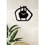 Gowpenart Dizayn Gravel - Çakıl Taşı Metal Siyah Duvar Saati - Ev - Ofis Saati - Hediye Saat 70 x 59 Cm