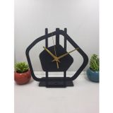 Gowpenart Dizayn Gravel - Çakıl Taşı Metal Siyah Masa Saati - Ev - Ofis Saati - Hediye Saat - 21 x 20 Cm