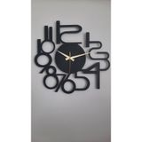 Gowpenart Dizayn Modern Rakamlı Metal Siyah Duvar Saati - Hediye Saat - Ev - Ofis Saati - 50 x 50 Cm