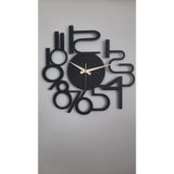 Gowpenart Dizayn Modern Rakamlı Metal Siyah Duvar Saati - Hediye Saat - Ev - Ofis Saati - 60 x 60 Cm