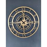 Gowpenart Dizayn Pusulalı Metal Gold - Altın Duvar Saati 1,5 Mm Kalınlık 50x50 Cm
