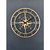 Gowpenart Dizayn Pusulalı Modern Metal Gold - Altın Duvar Saati 1,5 Mm Kalınlık 40x40 Cm