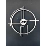 Gowpenart Dizayn Querencia Metal Gümüş - Silver Duvar Saati 1,5 Mm Kalınlık 50x50 Cm