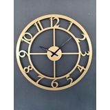 Gowpenart Dizayn Rakamlı Metal Gold - Altın Duvar Saati 1,5 Mm Kalınlık 50x50 Cm