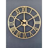 Gowpenart Dizayn Roma Rakamlı Metal Gold - Altın Duvar Saati 1,5 Mm Kalınlık 41x41 Cm