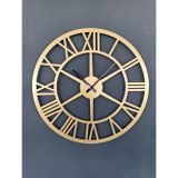 Gowpenart Dizayn Roma Rakamlı Metal Gold - Altın Duvar Saati 1,5 Mm Kalınlık 60 x 60 Cm
