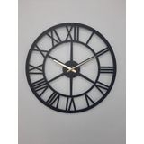 Gowpenart Dizayn Roma Rakamlı Metal Siyah Duvar Saati 1,5 Mm Kalınlık 60 x 60 Cm