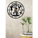 Gowpenart Dizayn Terzi - Dikim Evi - Moda Evi Metal Siyah Duvar Saati - Ofis Saati - Hediye Saat - 50x50 Cm