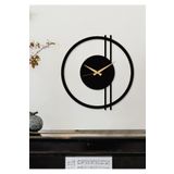 Gowpenart Double Line Metal Siyah Duvar Saati - Ev / Ofis Saati - Hediye Saat - 60 X 58 Cm