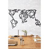 Gowpenart Geometrik Dünya Haritası Ev ve Ofis Metal Duvar Tablosu - 70 x 140 Cm Siyah