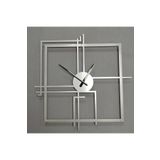 Gowpenart Kare Querencia Metal Gümüş / Silver Duvar Saati - Ev / Ofis Saati - Hediye Saat 80 X 80 Cm