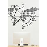 Gowpenart Pusulalı Dünya Haritası Ev ve Ofis Metal Duvar Tablosu - 54 X 77 Cm Siyah