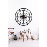 Gowpenart Pusulalı Metal Siyah Duvar Saati 2 Mm Kalınlık 100x100 Cm