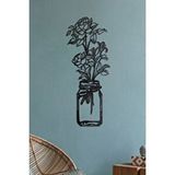 Gowpenart Tek Vazo Çiçek Ev ve Ofis Metal Duvar Tablosu - 20 x 49 Cm Siyah